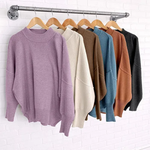 Vista 8 de ZESICA Women's 2024 Fall Casual Long Sleeve Crew Neck Side Slit Oversized Ribbed Knit Pullover Sweater Tops