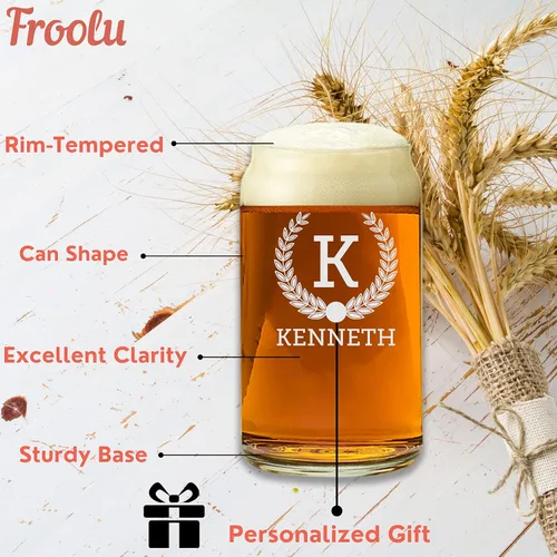 Vista 5 de Regalos personalizados para hombres – Vasos de cerveza grabados – Regalos de vidrio grabado personalizados para hombres y mujeres – Ideal
