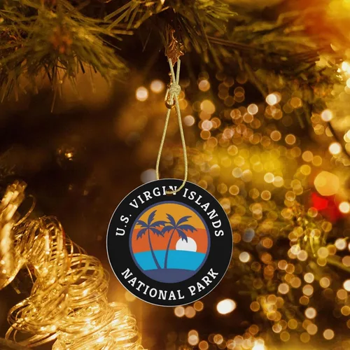 Vista 3 de Parque Nacional de las Islas Vírgenes 1 Adornos de Navidad de cerámica colgante para la familia de cerámica colgante adornos colgantes