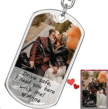 Vista 2 de Llavero personalizado para parejas llavero seguro para el conductor regalo para novio novia día de San Valentín Acción de Gracias Navidad