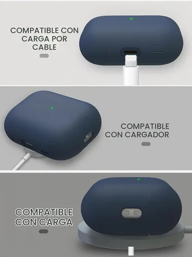 Vista 5 de Funda de silicona líquida para AirPods Pro 2, funda rígida protectora híbrida de triple capa a prueba de golpes compatible con AirPods Pro de 2ª