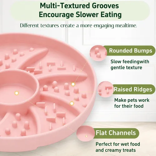 Vista 4 de Slow Feeder Dog Bowls, Suction Cup Lick Bowl for Dogs & Cats (Pink)