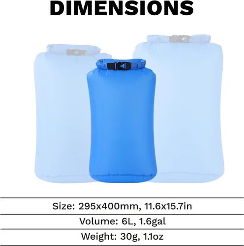 Vista 3 de Fire-Maple Bolsa seca ultraligera, 1.1 oz - 6L paquete impermeable para camping, senderismo, viajes y deportes acuáticos 30D Tear-resistant Nylon