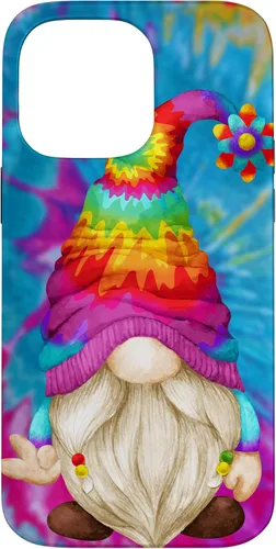 Vista 21 de Funda de gnomo de signo de paz para mujer, diseño de gnomo hippie de teñido anudado para iPhone 16