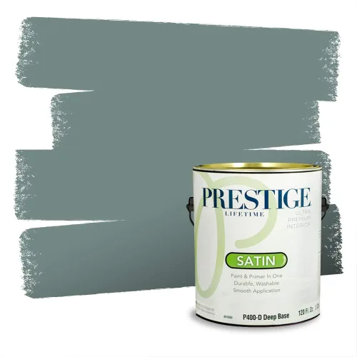 Vista 256 de Prestige Paints - Pintura exterior e imprimación en uno, 1 galón, plano, compatibilidad comparable con el color menta «Whipped Mint» de Behr