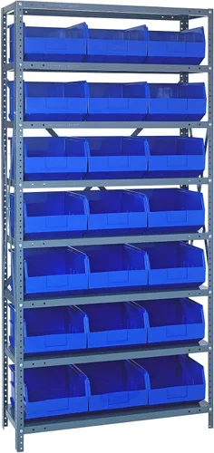 Vista 65 de Quantum QSBU-245BK Heavy Duty Shelving Unit with (7) Shelves and (24) QUS245 Black Bins for Garage Warehouse Storage Distribution 400 lb Load