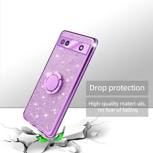 Vista 7 de Funda para teléfono Google Pixel 6a, funda para Google Pixel 6a para mujer, con purpurina, suave, elegante, transparente, TPU de lujo, linda funda