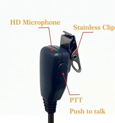 Vista 6 de Auricular con tubo acústico oculto con micrófono para radio Baofeng UV-5R de dos vías, auricular de vigilancia y PTT compatible con walkie talkies