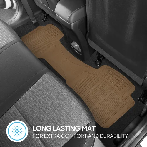 Vista 3 de BDK ProLiner - Alfombrillas de goma resistentes para automóvil, protección para todo tipo de clima, juego de 3 piezas (beige claro)