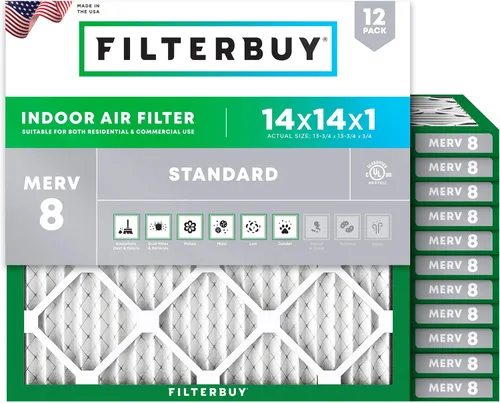 Vista 35 de Filterbuy Filtro de aire MERV 8 de 8 x 14 x 1 pulgadas para defensa contra el polvo y las alergias (paquete de 12), electrostático plisado HVAC