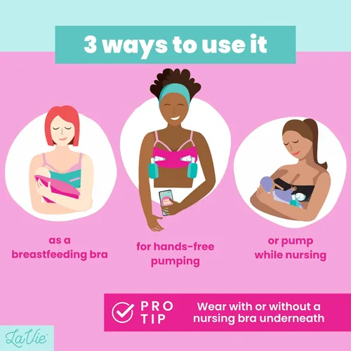 Vista 5 de Brasier de bombeo manos libres, brasier de extractor de leche para bombas de lactancia materna para mujeres, bustier de bombeo manos libres