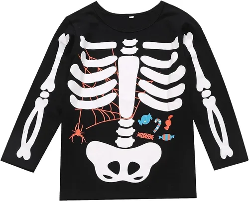 Vista 5 de Conjunto de pijama unisex para niños y niñas, disfraz de esqueleto