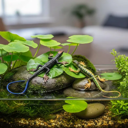 Vista 4 de NUOBESTY Realista falso lagarto modelo artificial reptil plástico lagarto figuras de acción trucos juguetes educativos broma 2 piezas