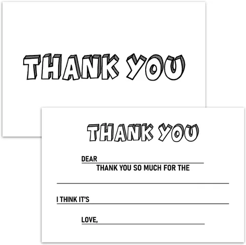 Vista 20 de Tarjetas de agradecimiento en blanco para decoración de fiestas de cumpleaños, notas de agradecimiento para niños o niñas, 20 tarjetas con 20 sobres