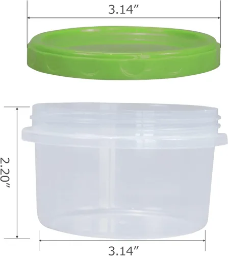 Vista 2 de Jucaifu Juego de 16 frascos pequeños reutilizables de plástico para almacenamiento en el congelador de 8 onzas con tapa de rosca para snacks