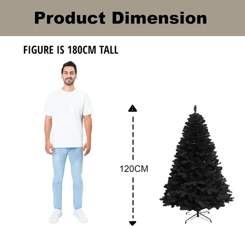 Vista 9 de SHATCHI Árbol artificial imperial negro de 4 pies, 230 puntas, árbol artificial con soporte de metal