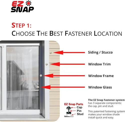 Vista 4 de EZ Snap - Pantallas solares para ventanas exteriores, persianas sin taladro, bricolaje Negro