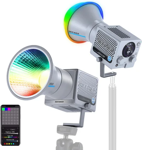 Vista 9 de NEEWER HS60B Mini Luz de Video con Control de Aplicación, Luz LED COB Bi-Color Portátil de Salida Continua de 60W con 35000lux/1m 2700-6500K 0-100%