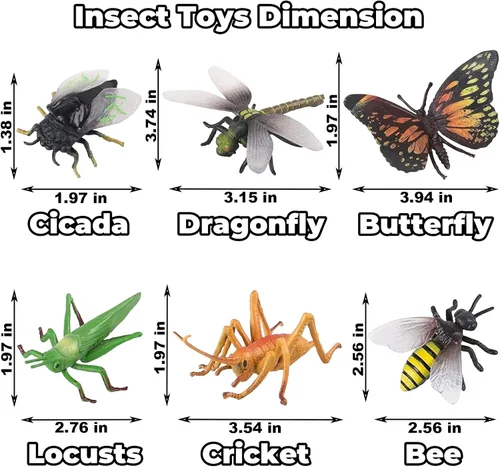 Vista 3 de Juguete realista de insectos e insectos para niños, 12 piezas de figuras de insectos de plástico grandes para niños con hormiga, mariquita, abeja