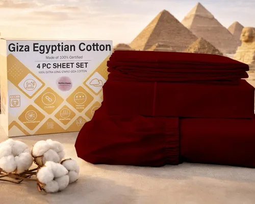 Vista 24 de MyGiza Sheets, Juego de sábanas 100% de algodón egipcio Giza, tamaño individual, para adaptarse a colchones de hasta 15 pulgadas de profundidad