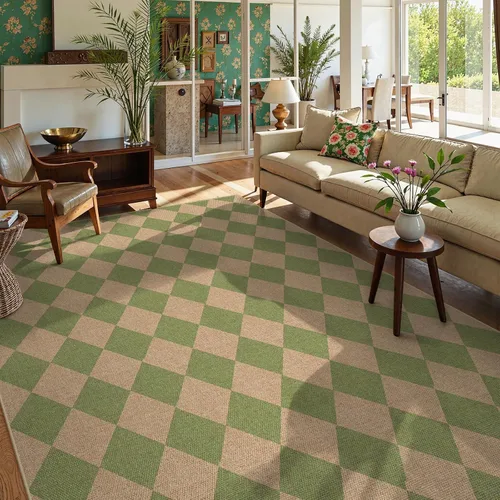 Vista 59 de Lahome Alfombra de yute a cuadros fácil 2'x3', alfombra pequeña para entrada, antideslizante, alfombra para la puerta delantera de la cocina