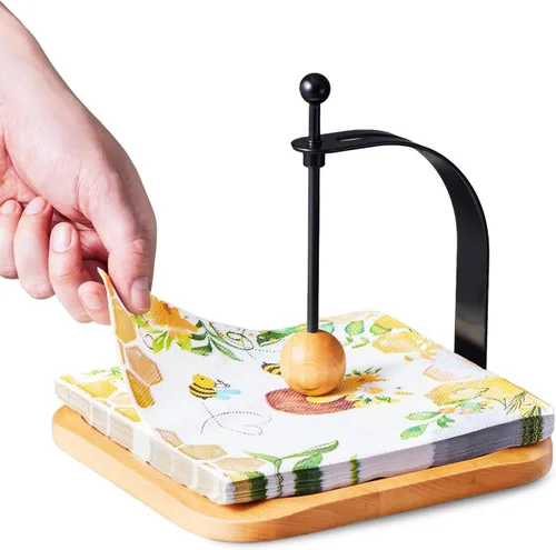 Vista 10 de Servilletero para mesa, servilletero decorativo de cóctel con brazo pesado, moderno servilletero cuadrado para servilletas de papel, bandeja