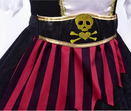 Vista 3 de ZZIHA Disfraz de pirata para niñas, vestido de princesa pirata, disfraz de bucanero de mar, 3-9 años
