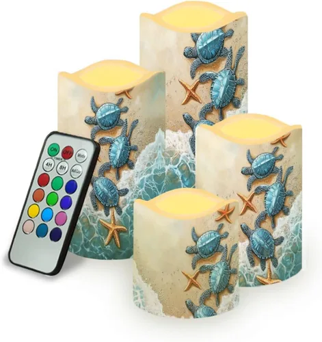 Vista 31 de Ystardream Velas sin llama de hojas tropicales con control remoto que funcionan con pilas, velas LED realistas con control remoto y temporizador