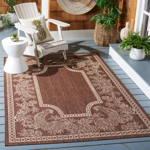 Vista 9 de SAFAVIEH Courtyard Collection - Alfombra de pasillo, 2 pies 3 pulgadas x 6 pies 7 pulgadas, color negro y arena, no desprende pelusa y de fácil