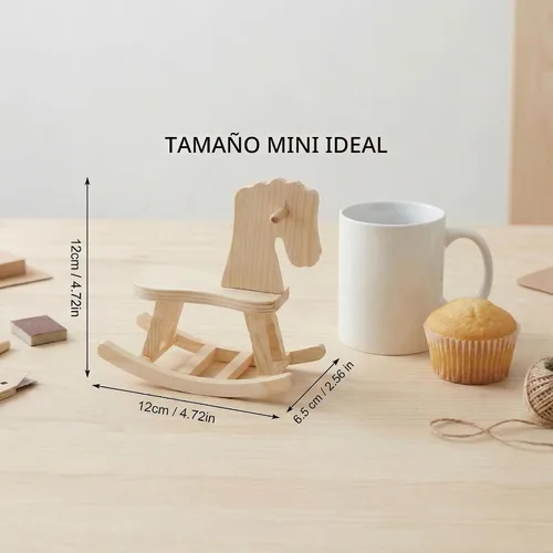 Vista 6 de Toddmomy Mini caballo mecedor de madera, 3 juegos de figuras de caballo mecedora sin terminar y decoraciones de árbol de Navidad para pintura