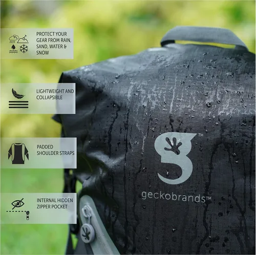 Vista 6 de geckobrands Mochila impermeable de 30 litros, bolsa seca ligera y plegable, azul marinoazul neón