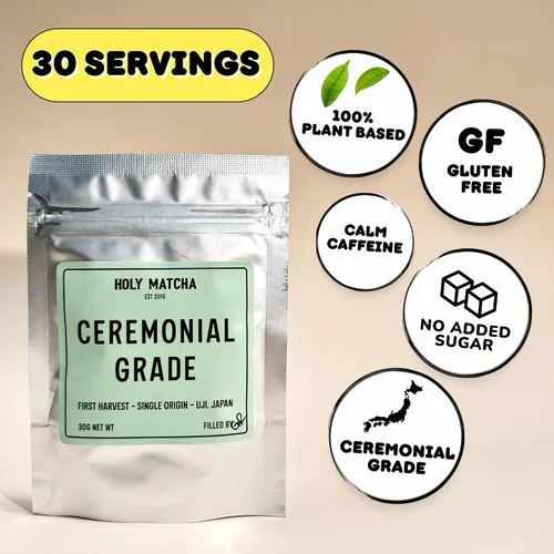Vista 3 de Holy Matcha Uji Ceremonial Té Verde en Polvo Auténtico Japonés Superalimento antioxidante con L-teanina para energía natural, enfoque