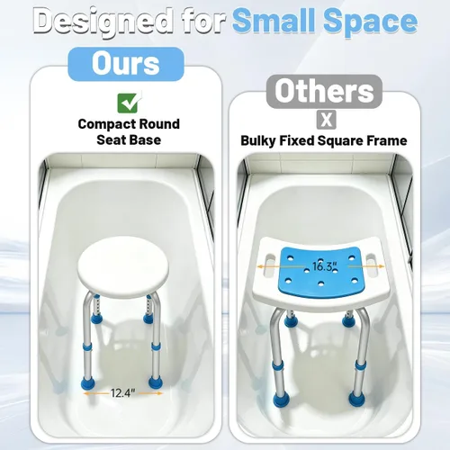 Vista 2 de SOUHEILO Silla de ducha ajustable para ducha interior, taburete de ducha redondo elegible para HSA/FSA para bañera interior, asiento de ducha sin