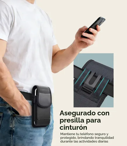 Vista 5 de Funda para teléfono compatible con iPhone SE 2020/2022, 8, 7, 6, 13/12 Mini, Galaxy S10E, Soporte para cinturón de teléfono con tarjetero y cierre