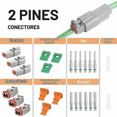 Vista 2 de JRready ST6112 DT Connector 2 Pin with 14-16AWG Solid Terminals, 3 Sets