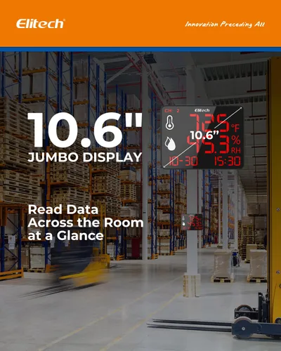 Vista 3 de Elitech Termómetro higrómetro Bluetooth reutilizable registrador de datos con pantalla grande de almacenamiento de datos, DR-230-THDE con doble