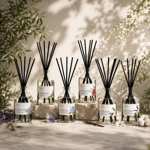 Vista 9 de Juego de Difusor de Aromas con Varillas, Difusor Aromático con Varillas para Fragancias del Hogar, Difusor de Aromas para Decoración de Estanteria