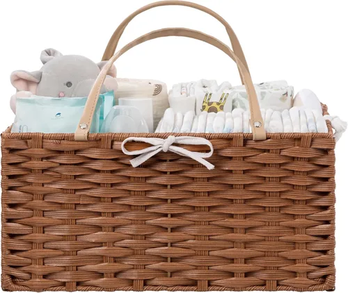 Vista 15 de HBlife Organizador Grande de Pañales para Bebé, Cestas de Almacenamiento de Cuerda de Papel Contenedor de Guardería con Divisor Extraíble