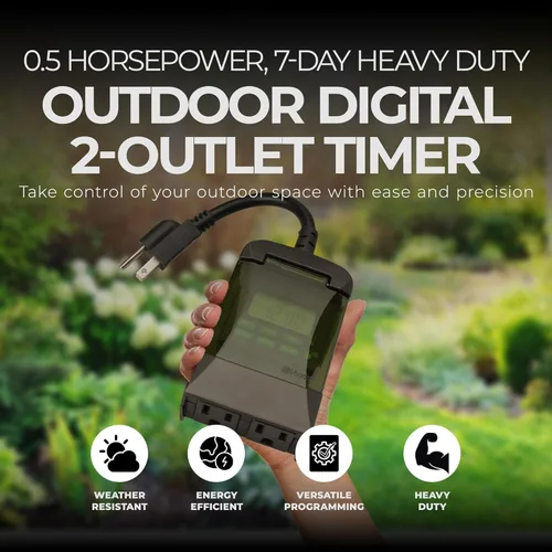 Vista 4 de Woods 50014WD Temporizador digital enchufable para exteriores de 7 días, 2 tomas de tierra