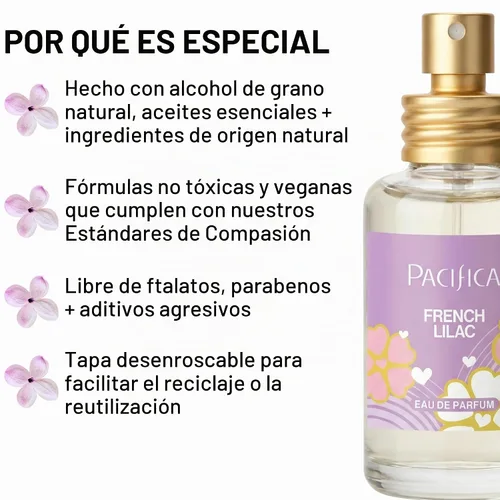 Vista 5 de Pacifica Perfume en aerosol French Lilac – Fragancia floral vegana limpia para mujeres, notas de lila recién cortadas y magnolia en polvo, aroma
