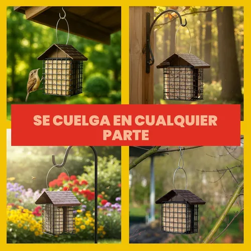 Vista 6 de More Birds Comedero doble para tartas, protector meteorológico, construcción de acero
