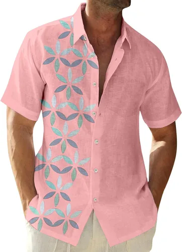 Vista 8 de RTRDE Men's Button Down Shirts Short Sleeve Graphic Print Hawaiian Vacation Beach Shirt, M-4XL