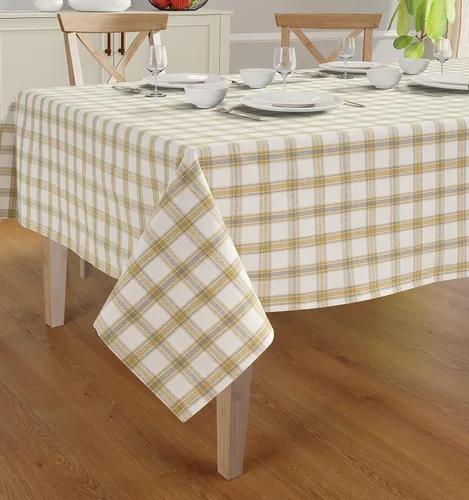 Vista 2 de Mantel de mesa rectangular - Cubierta de mesa - Algodón con costura mitrada - Fundas de mesa a cuadros para cocina, comedor, bodas, decoraciones