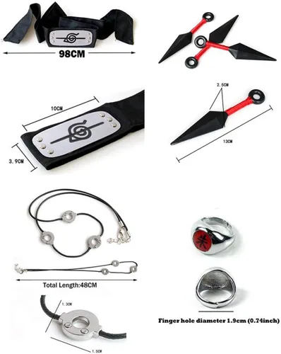 Vista 6 de Tinyones Capa de cosplay ninja para disfraz de bata larga Akasuki para Halloween con diadema