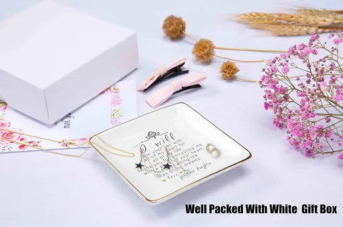 Vista 2 de Topthink Regalo para la madre del novio de la novia Gracias por criar al hombre de mis sueños Soporte de cerámica para joyas Bandeja de joyería