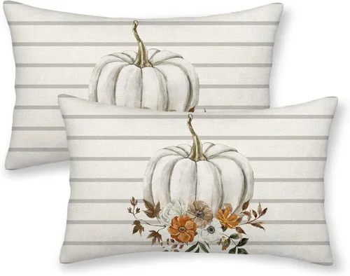 Vista 35 de Juego de 2 fundas de almohada de Halloween de 16 x 16 pulgadas, fundas de almohada de murciélagos negros y crema, fundas de cojín decorativas