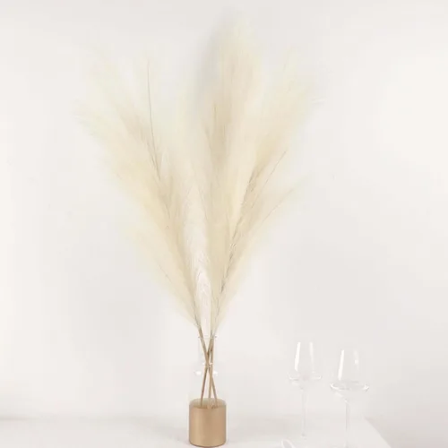 Vista 10 de Efavormart - Paquete de 50 ramos de flores de hierba de pampa seca con cola de conejo marrón de 15 pulgadas, arreglos de tallo bohemio