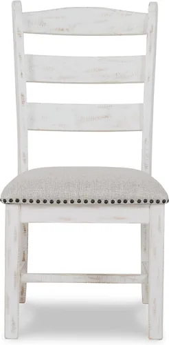Vista 4 de Signature Design by Ashley Valebeck Farmhouse - Silla de comedor acolchada, 2 unidades, borde de cabeza de clavo, tapicería de tela, madera maciza