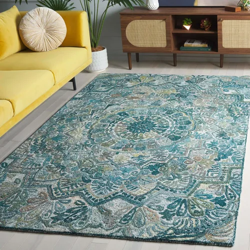 Vista 26 de SAFAVIEH Marquee Collection - Alfombra decorativa, 2 x 3 pies, beige y marfil, lana de medallón de mandala hecha a mano, ideal para zonas de alto