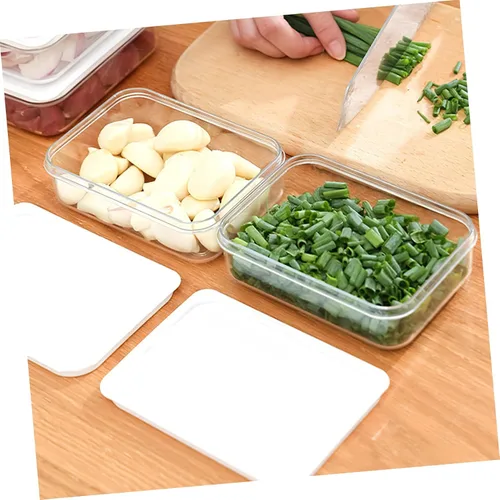 Vista 4 de Recipientes de alimentos para refrigerador resistentes al desgaste con tapas, cajas rectangulares transparentes para almacenamiento de carne